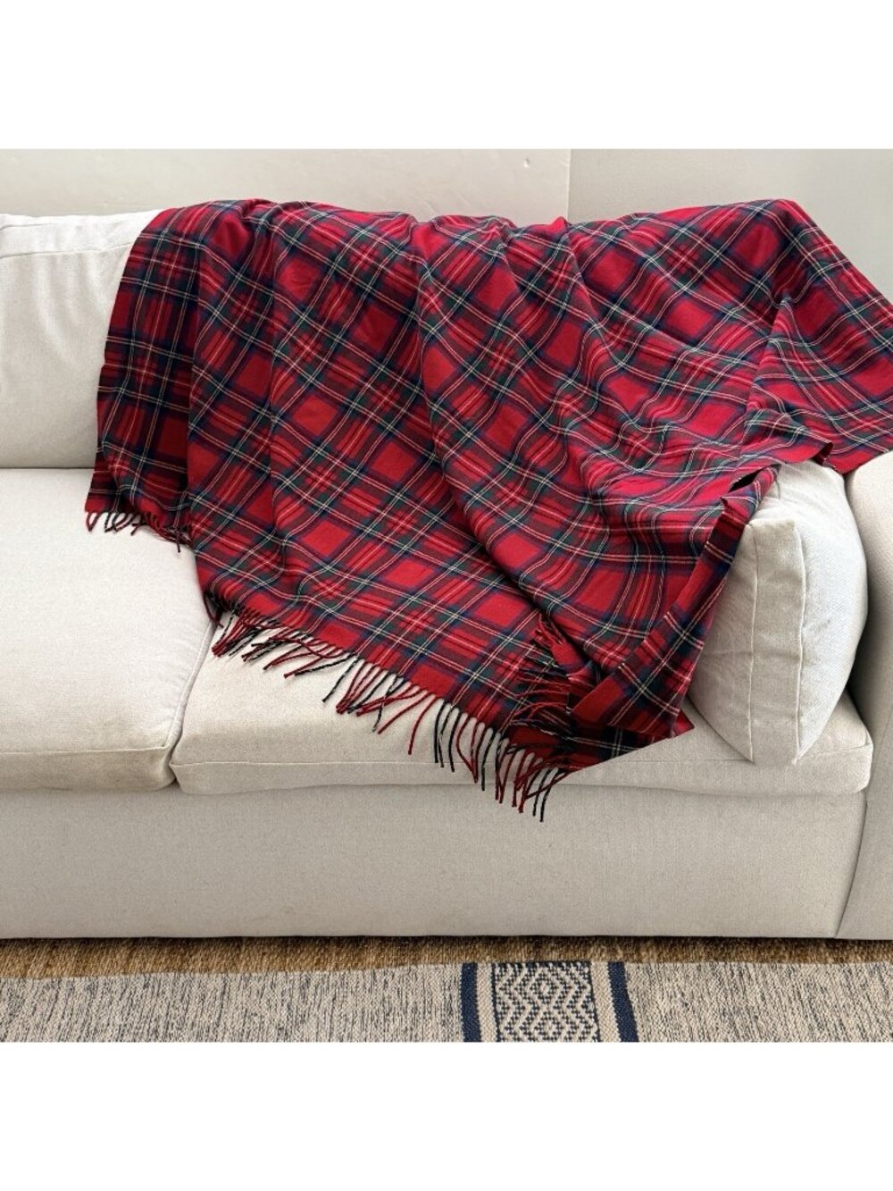 Pendleton 100% Wool Tartan Fringe Blanket Throw Shawl Made In USA Vintage